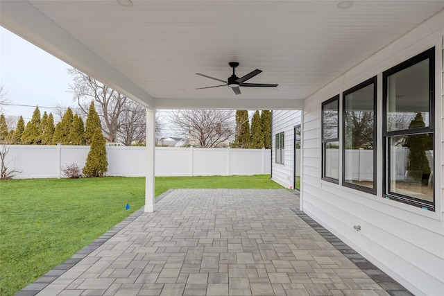 view of patio / terrace with ceiling fan