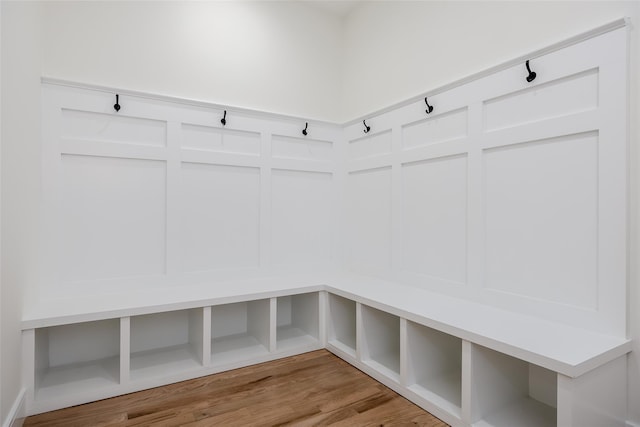 mudroom with hardwood / wood-style flooring