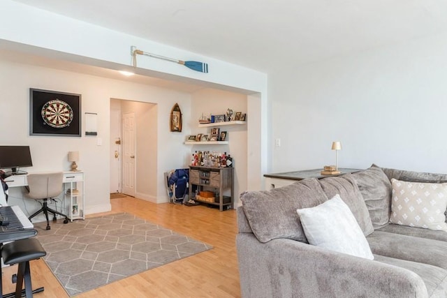 living room with wood-type flooring