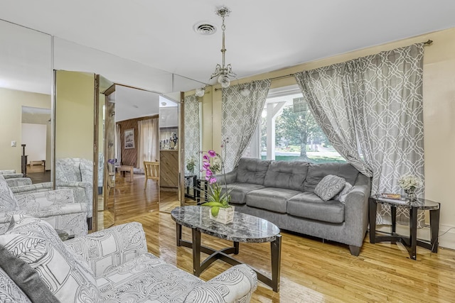 living room with hardwood / wood-style flooring