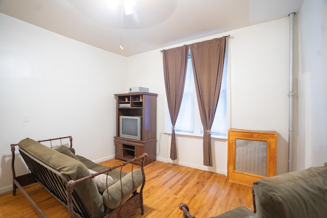 sitting room with light wood-type flooring