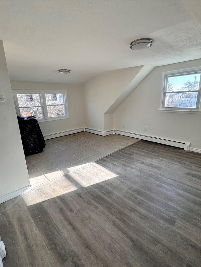 additional living space with hardwood / wood-style flooring and lofted ceiling