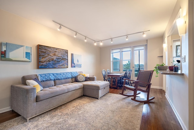 living room featuring wood-type flooring