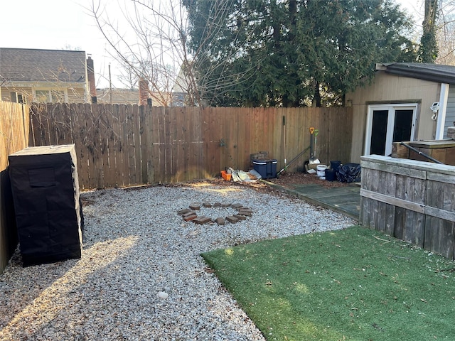 view of yard featuring a wooden deck