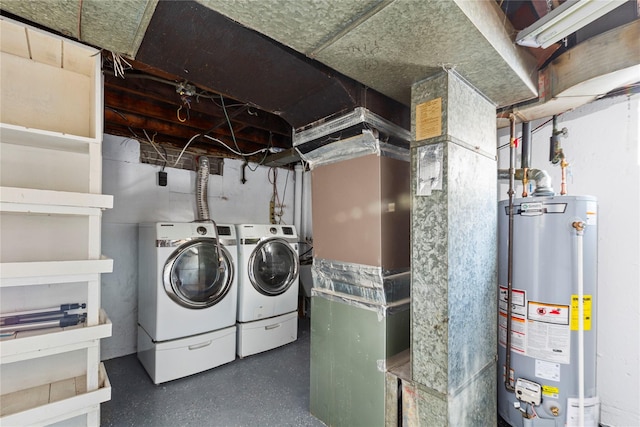 laundry area featuring washer and clothes dryer and gas water heater