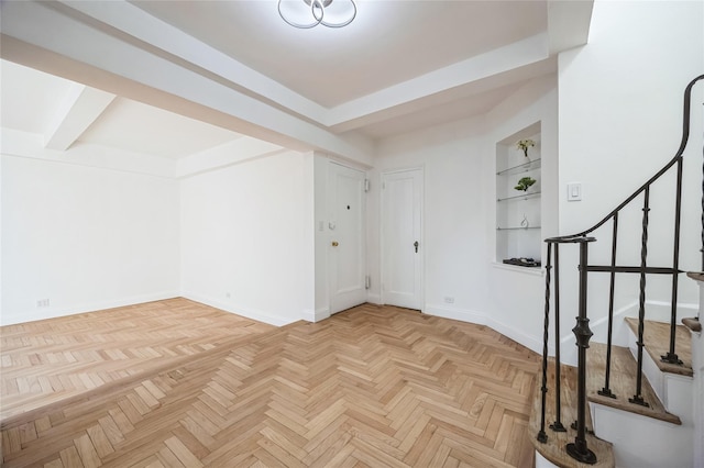 interior space featuring light parquet floors