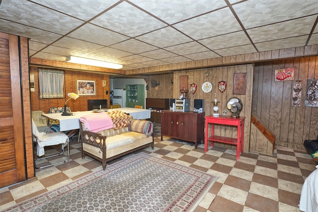 interior space with wood walls