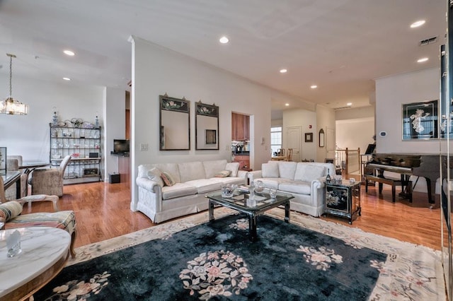 living room with hardwood / wood-style floors