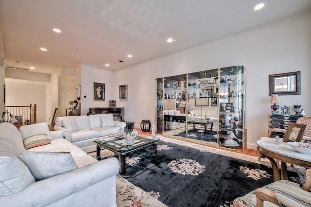 living room with hardwood / wood-style floors