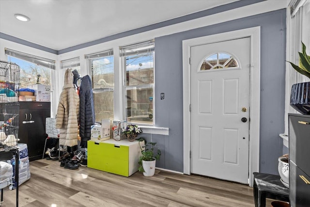 foyer featuring light hardwood / wood-style floors