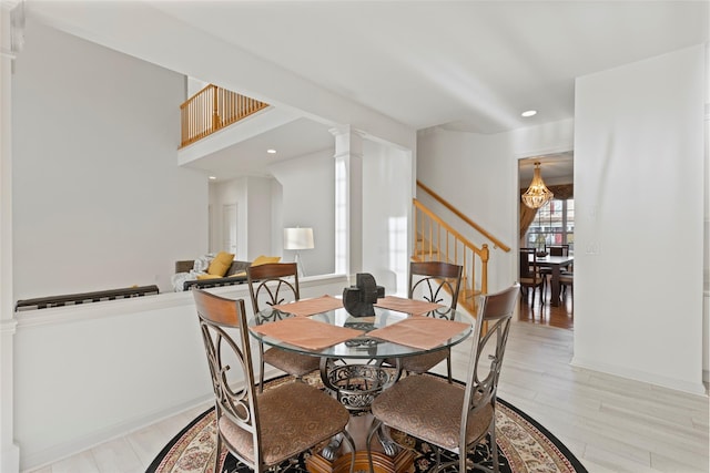 dining room with light wood-type flooring