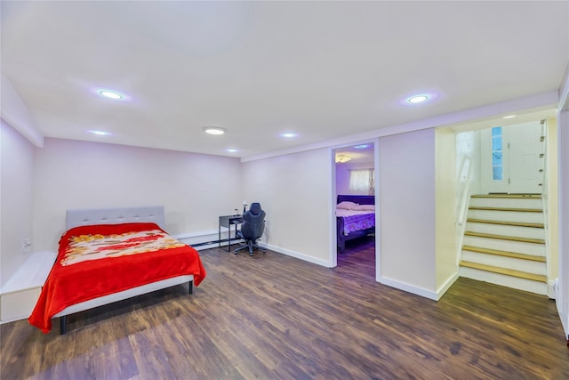 bedroom featuring dark hardwood / wood-style floors