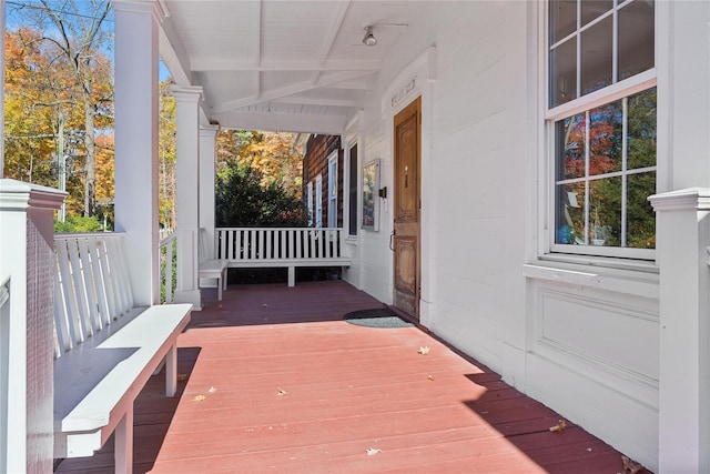 deck featuring covered porch