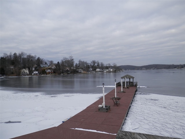 view of dock featuring a water view