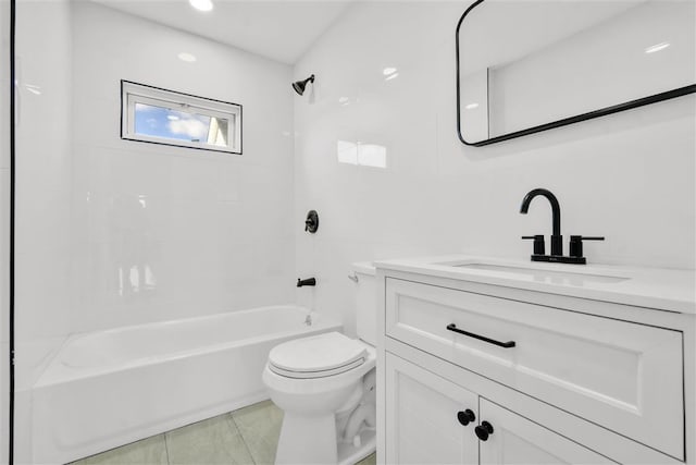 full bathroom with vanity, toilet, and shower / bathtub combination