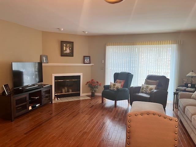 living room with wood-type flooring