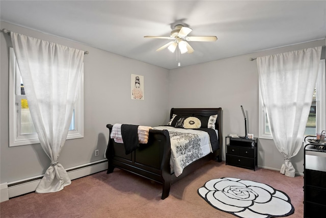 bedroom featuring ceiling fan and carpet flooring