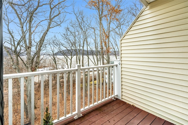 view of snow covered deck