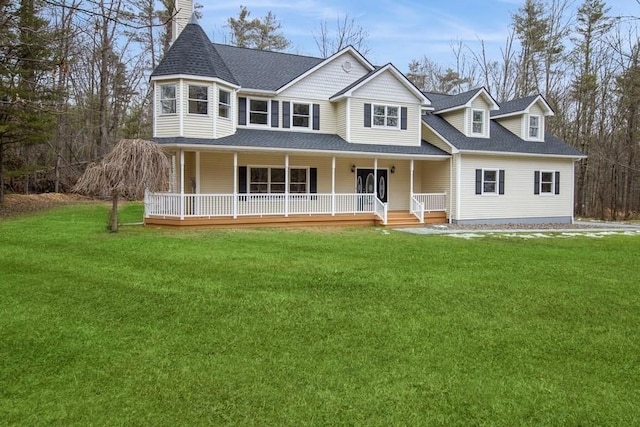 view of front of home with a front yard