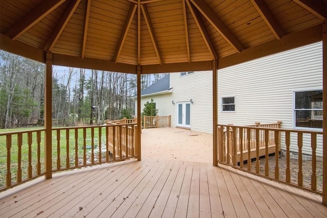 wooden terrace with a gazebo