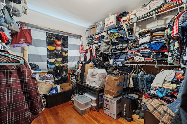 spacious closet with hardwood / wood-style floors