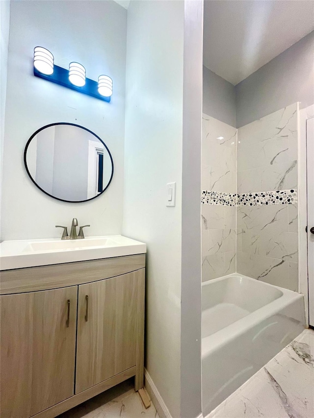 bathroom with vanity and tub / shower combination