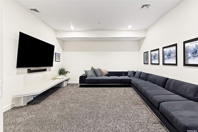 living room with carpet floors