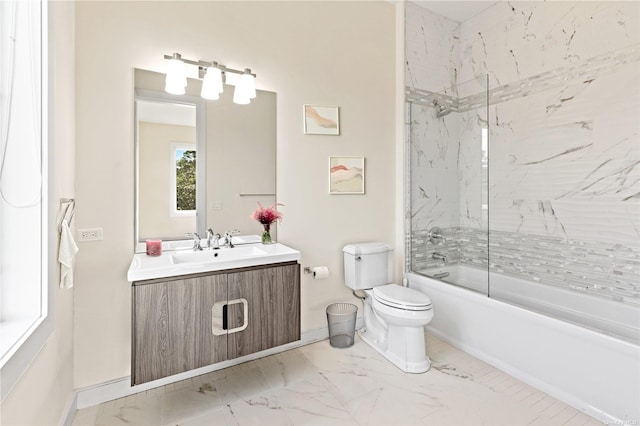 full bathroom featuring vanity, toilet, and shower / bathtub combination