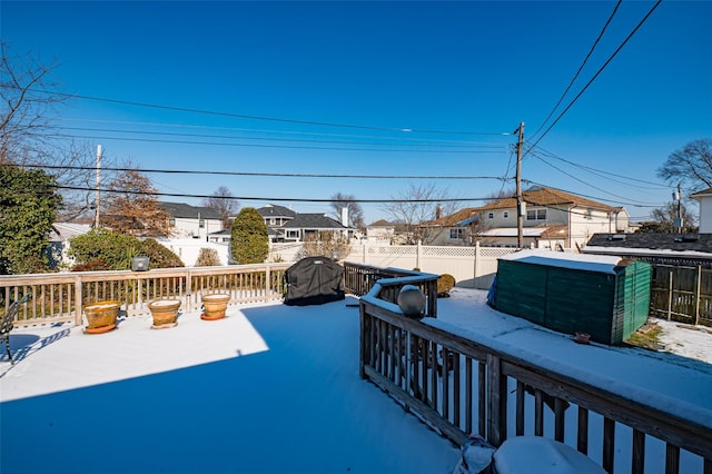 view of snow covered patio