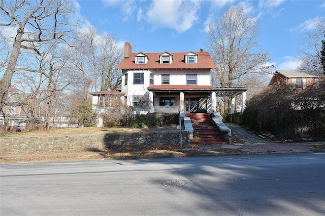 view of front of property with covered porch