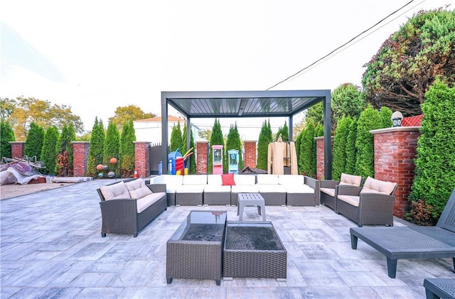 view of patio / terrace featuring an outdoor living space