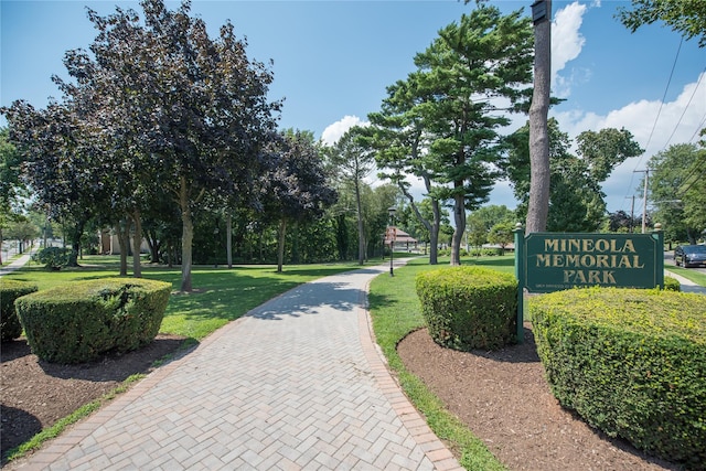 view of community featuring a yard