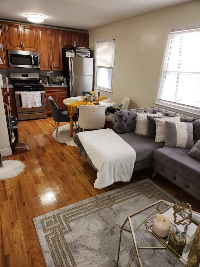 living room featuring light hardwood / wood-style floors