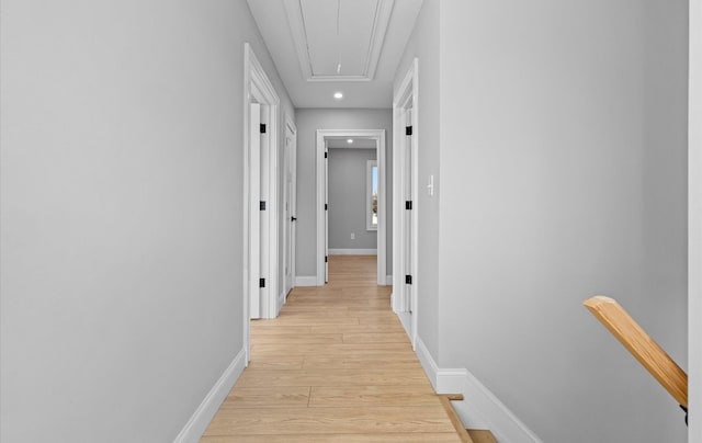 corridor featuring light wood-type flooring