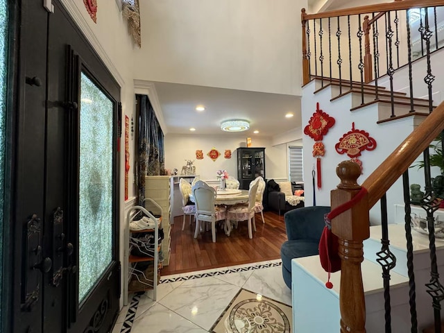 entryway featuring hardwood / wood-style flooring