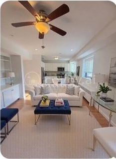 living room with light wood-type flooring