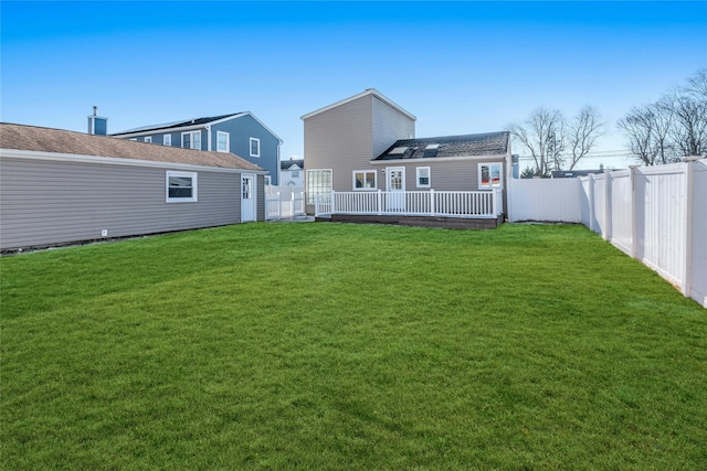 view of yard with a deck