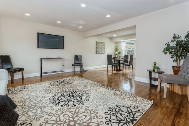 living room with hardwood / wood-style flooring