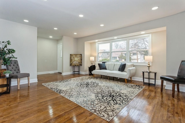 living room featuring dark hardwood / wood-style floors