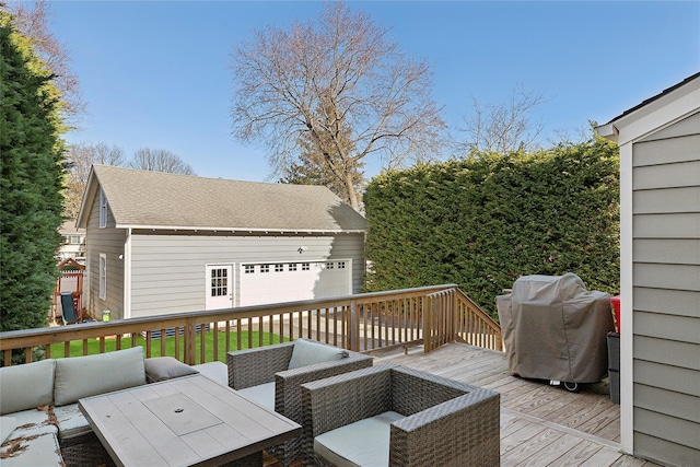 deck featuring area for grilling and an outdoor hangout area