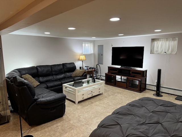 living room featuring electric panel