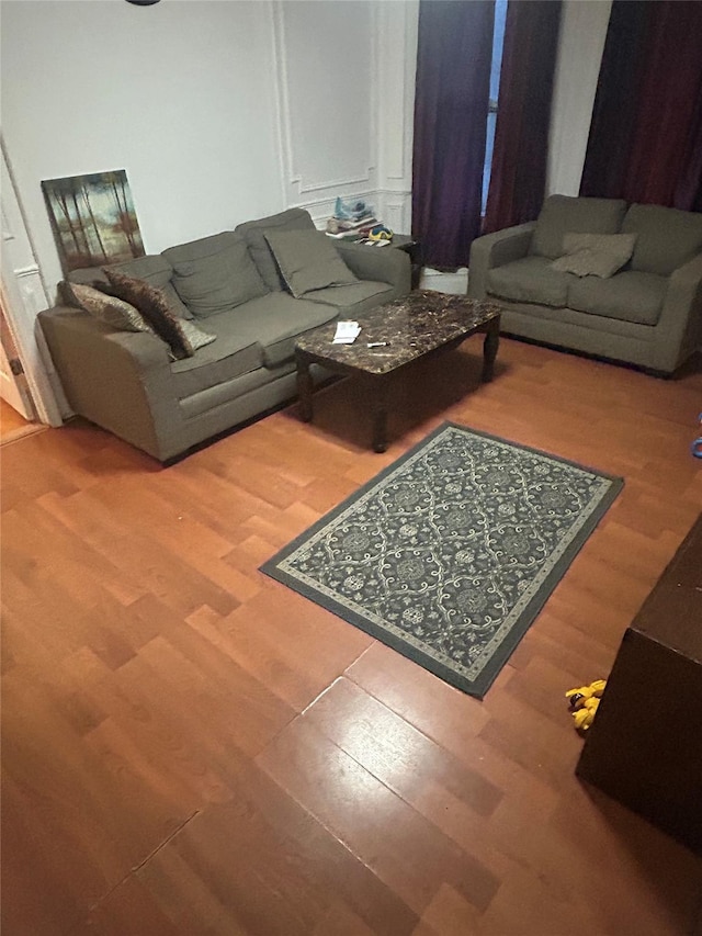 living room with hardwood / wood-style flooring