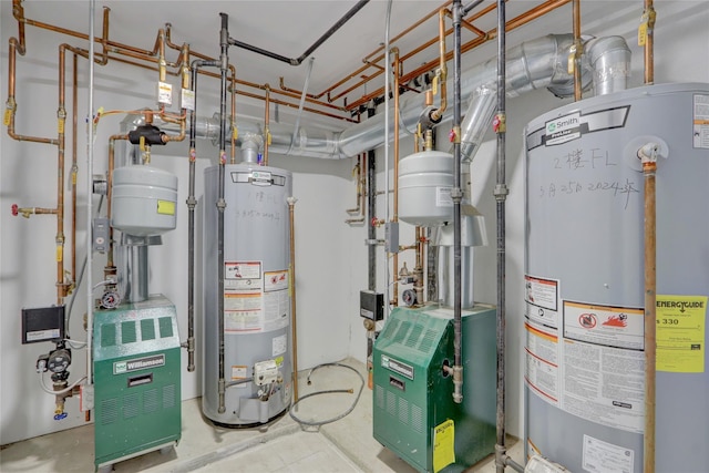 utility room with gas water heater