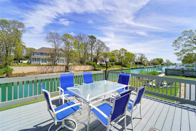 deck with a water view