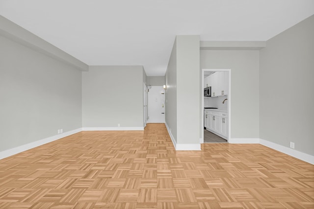 interior space featuring light parquet flooring