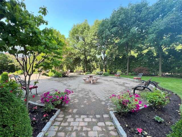 view of property's community featuring a patio