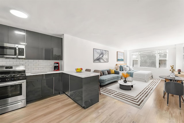 living room with light wood-type flooring