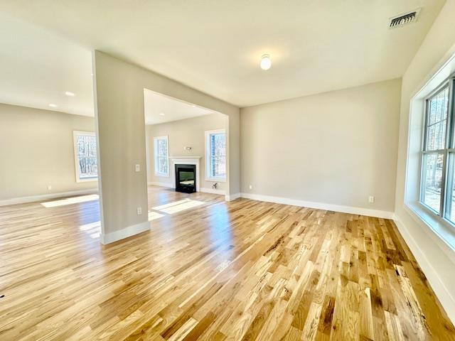 unfurnished living room with light hardwood / wood-style floors