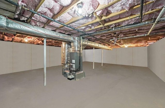 basement with heating unit