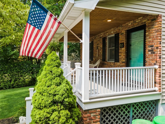 view of property exterior with a porch